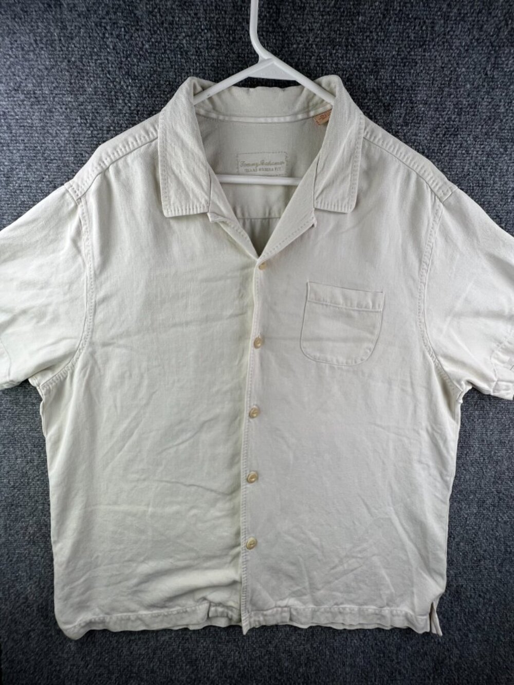 Tommy Bahama All Silk Button Up Shirt Mens XL Ivory Island Modern Fit Hawai’i